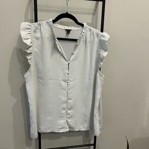 Ann Taylor Ivory Ruffle Sleeve Blouse